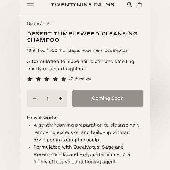 29 Palms | Desert Tumbleweed Shampoo - Picture 4 of 10